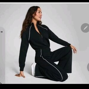 SPANX AirEssentials® Pique Half Zip Jumpsuit Very Black BEST SELLER $210 2XL NWT